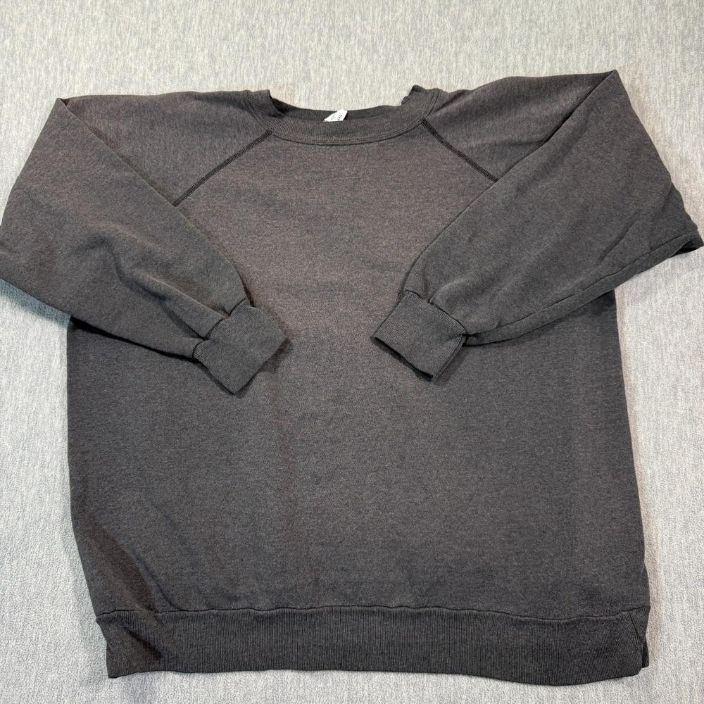 J.E Morgan Sweatshirt Men XXL Charcoal Gray Crew Neck Fleece Basic Solid 90s‎